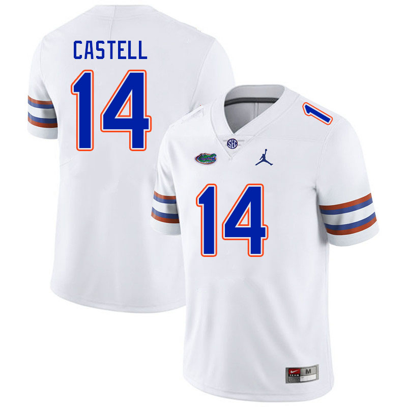 Men #14 Jordan Castell Florida Gators College Football Jerseys Stitched-White - Click Image to Close